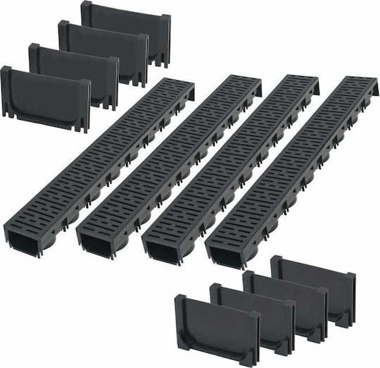 vidaXL Plastic Canal Duș cu Dimensiune 100x12.5cm Negru 4buc