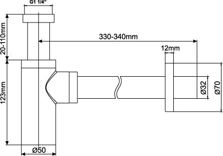Viospiral Brass Siphon Sink with Output 32mm Black