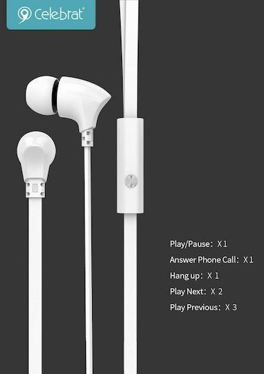 Celebrat G3 In-Ear Freihändig Kopfhörer mit Stecker 3.5mm Weiß