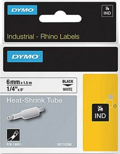 Dymo Label Maker Tape 1.5m x 6mm in White Colour Compatible with Dymo Rhino/IND
