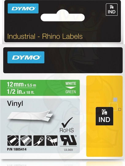Dymo Bandă Pentru Etichetări 5.5m x 12mm În Culoare Verde Serie Compatibilă Cu Dymo Rhino/IND