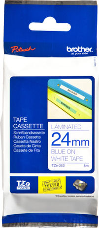 Brother TZe-253 Label Maker Tape 8m x 24mm in Blue Colour Compatible with Brother TZe/TZ