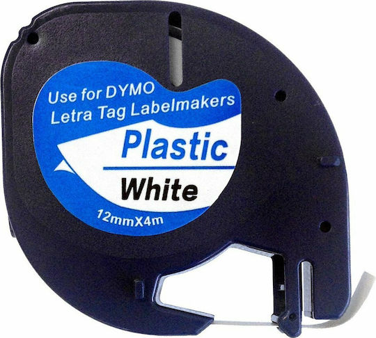 Dymo 91201 Label Maker Tape 4m x 12mm In White Colour Compatible With Dymo LetraTag/LT