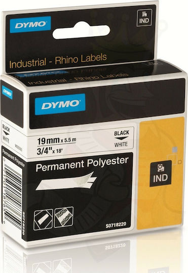 Dymo 18484 Ταινία Ετικετογράφου 5.5m x 19mm σε Λευκό Χρώμα Συμβατή με Dymo Rhino/IND