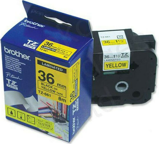 Brother TZe-661 Label Maker Tape 8m x 36mm in Yellow Colour TZe-661 Compatible with Brother TZe/TZ