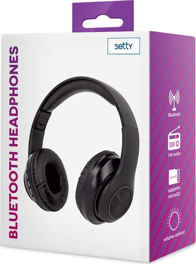 Setty Bluetooth Headphones Ασύρματα Bluetooth On Ear Ακουστικά με Ραδιόφωνο Μαύρα