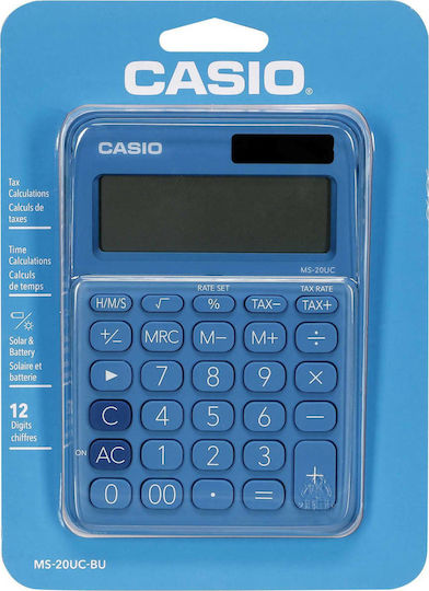 Casio MS-20UC Αριθμομηχανή Λογιστική 12 Ψηφίων σε Μπλε Χρώμα
