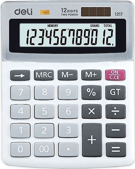 Deli Calculator 12 Digits in Gray Color 1pcs