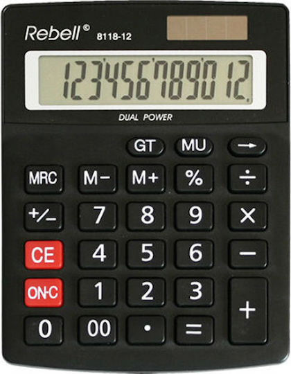 Rebell 8118-12 Αριθμομηχανή 12 Ψηφίων σε Μαύρο Χρώμα