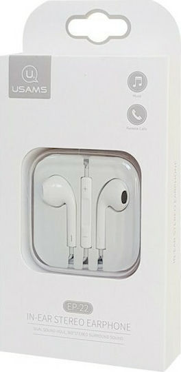 Usams EP-22 În ureche Handsfree cu Mufă 3.5mm Alb