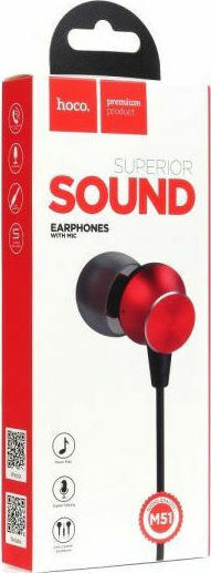 Hoco M51 Proper In-Ear Freihändig Kopfhörer mit Stecker 3.5mm Rot