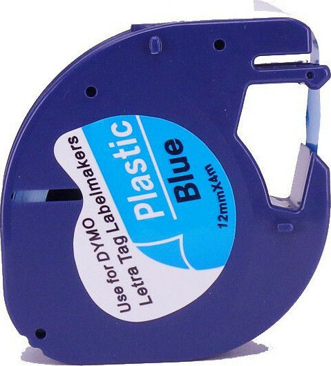 Dymo 91205 Bandă Pentru Etichetări 4m x 12mm În Culoare Albastră Serie Compatibilă Cu Dymo LetraTag/LT Casio XR(EZ-Label)