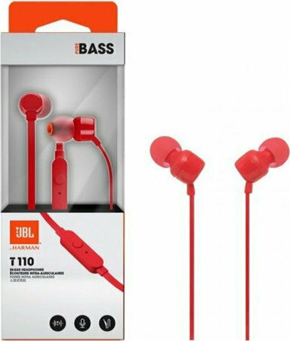 JBL T110 Безжични Стерео с жак 3.5mm Червен