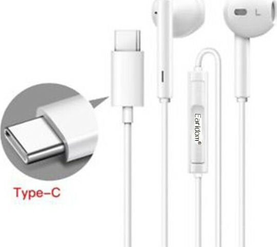 Earldom ET-E19 Earbuds Handsfree με Βύσμα USB-C Λευκό