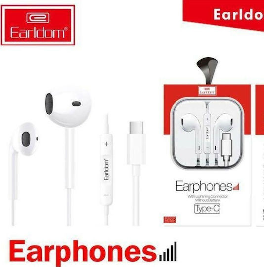 Earldom ET-E19 Earbuds Handsfree με Βύσμα USB-C Λευκό
