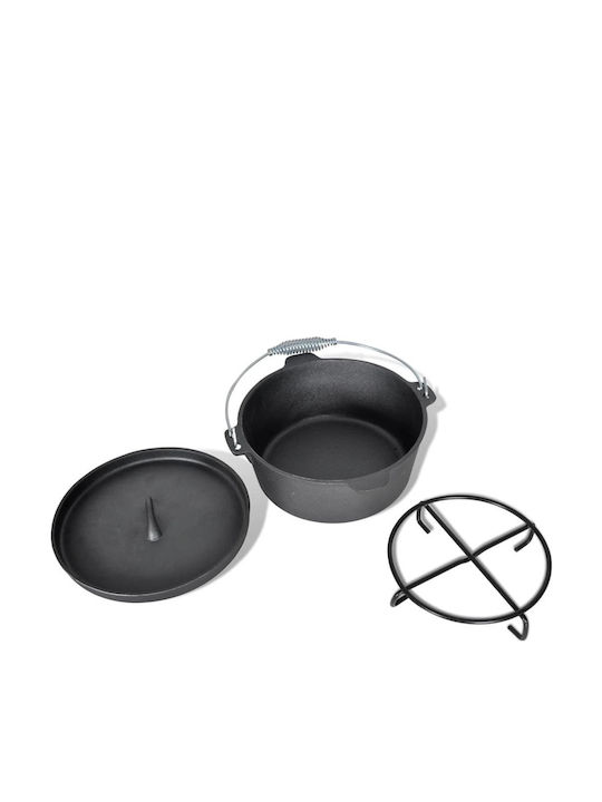 vidaXL Set de vase de gătit din fontă Negru 9buc