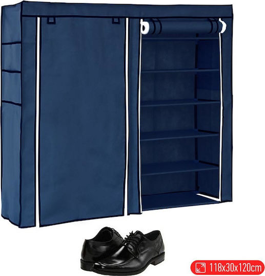 Υφασμάτινη με 12 Ράφια Μπλε 118x30x120cm 521742 Υφασμάτινη με 12 Ράφια Μπλε 118x30x120cm 521742