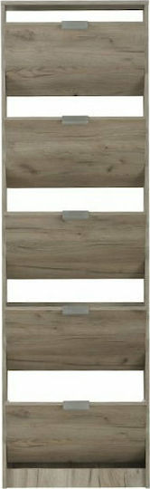 Ξύλινη Παπουτσοθήκη Base 15 με 5 Ράφια Grey Oak Μ58xΠ18xΥ191.5cm