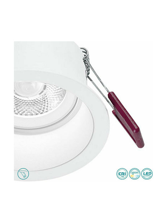 Gea Luce Dione Rund Metallisch Einbau Spot mit integriertem LED und Warmweißes Licht Weiß 9x9cm. 1Stück