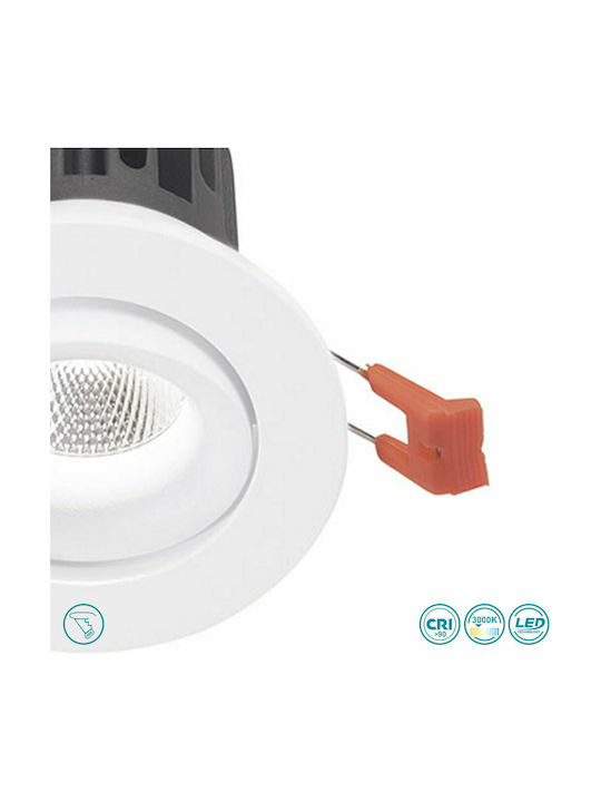 Gea Luce Aran Rund Metallisch Einbau Spot mit integriertem LED und Warmweißes Licht Weiß 8.5x8.5cm. 1Stück