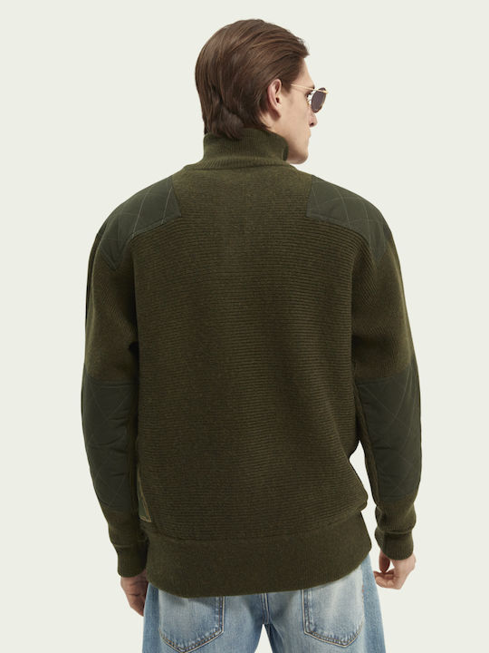 Scotch & Soda Men's Long Sleeve Sweater with Buttons Khaki