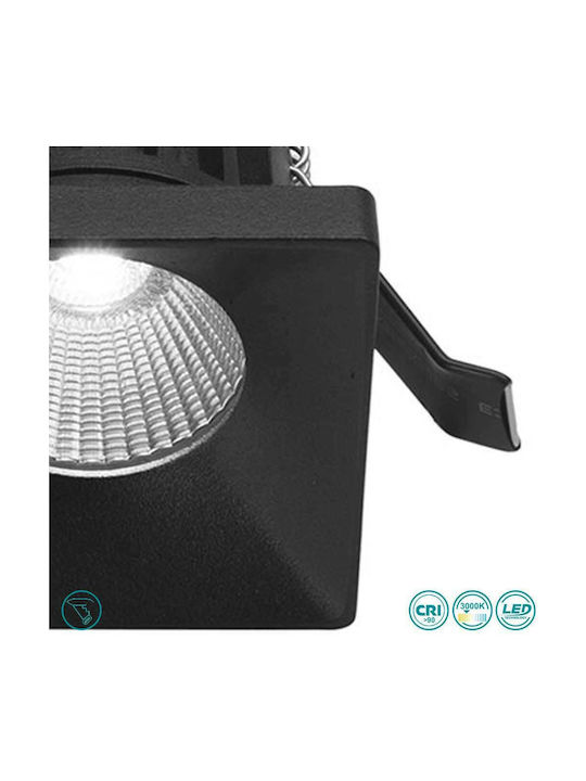 Gea Luce Danae Square Metallic Recessed Spot with Integrated LED and Warm White Light Black 7x7cm. 1pcs