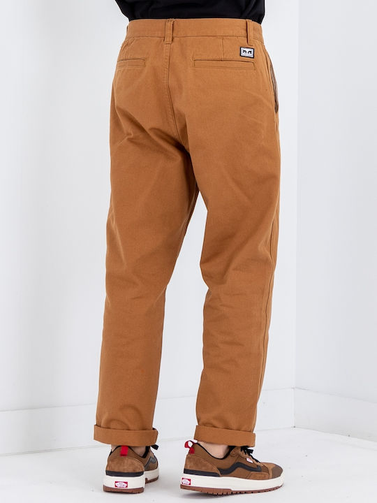 Obey Estate Ανδρικό Παντελόνι Chino σε Relaxed Εφαρμογή Καφέ