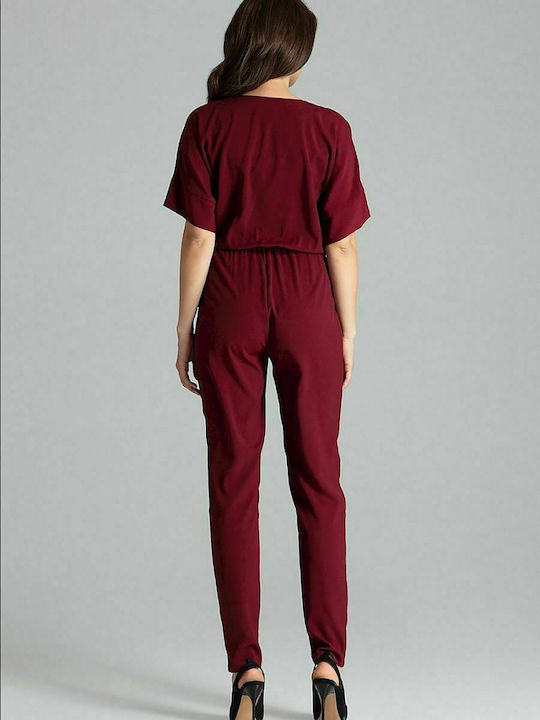 Lenitif L062 Women's Short-sleeved One-piece Suit Burgundy