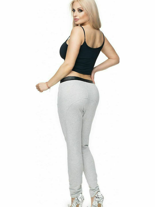 PeeKaBoo 0103 Women's Cotton Trousers with Elastic in Tapered Line Light Grey 132613