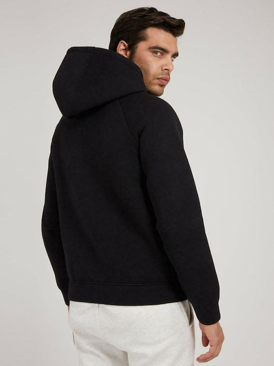 Guess Men's Sweatshirt Jacket with Hood and Pockets Black