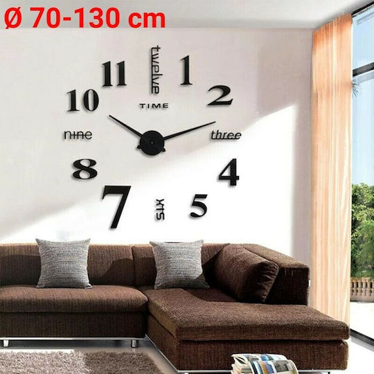3D 3D Wall Clock Sticker Plastic Black 3D 3D Wall Clock Sticker Plastic Black