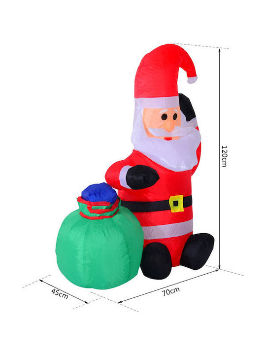 HomCom Outdoor Inflatable Illuminated Santa Claus Electric Red 120x70x45cm