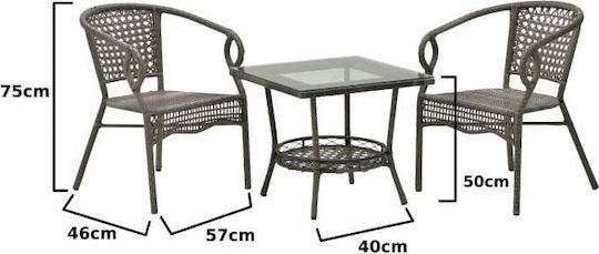 Click Garten- und Outdoor-Möbelsets für kleinen Balkon 3 Stück Grau