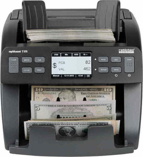 Ratiotec Rapidcount T575 Καταμετρητής Χαρτονομισμάτων Μικτής Καταμέτρησης με Ταχύτητα 1500/min & UV| MG| IR Ανίχνευση Πλαστών