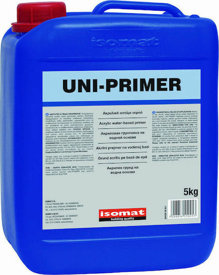 Isomat Uni-Primer Primer Acrylic Water Primer White Suitable for Construction Materials / Masonry 5kg