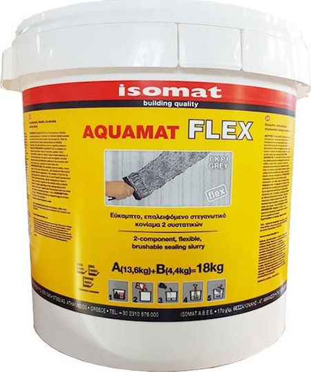 Isomat Aquamat Flex Επαλειφόμενο Στεγανωτικό 2 Συστατικών 18kg Γκρι