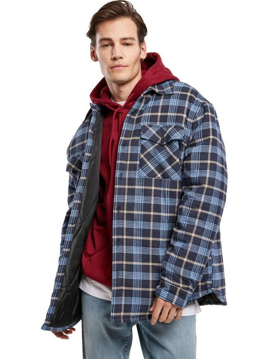 Μακρυμάνικo Φανελένιο Overshirt Καρό Lightblue/darkblue