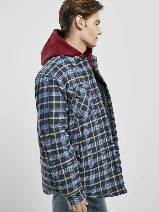 Μακρυμάνικo Φανελένιο Overshirt Καρό Lightblue/darkblue