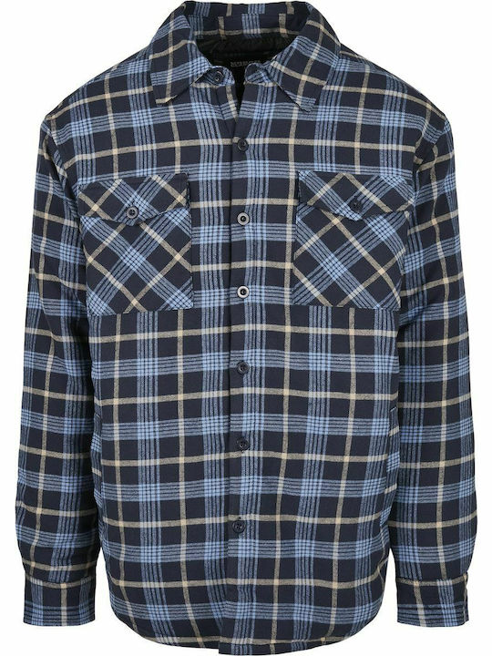 Μακρυμάνικo Φανελένιο Overshirt Καρό Lightblue/darkblue