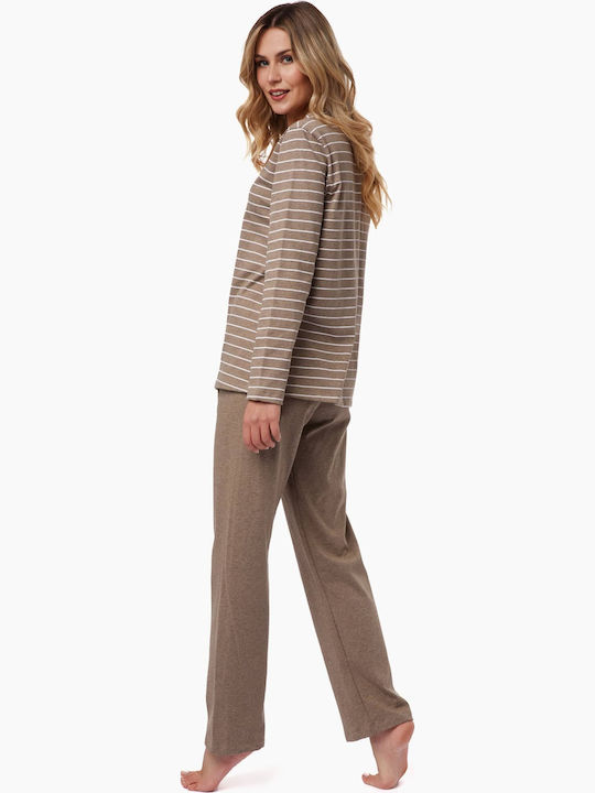 Minerva Winter Women's Pyjama Set Brown Love Sleep
