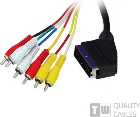 TrustWire Cable Scart male - Component male / Composite male 1.5m Black 12334