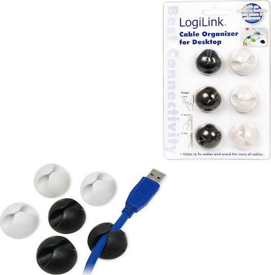 LogiLink KAB0009 Cable Clips 6pcs Black/White