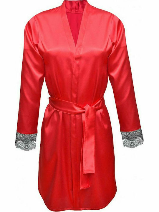 Dkaren Women's Satin Robe Red Gina 48380