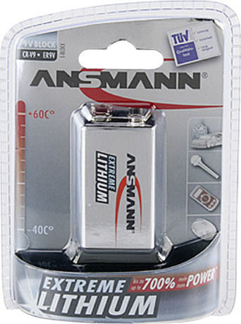 Ansmann Extreme Μπαταρία Λιθίου 9V Για Ανιχνευτές Καπνού & Συστήματα Ασφαλείας 1τμχ