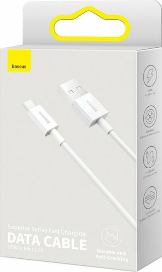 Baseus Superior Series 2m Regular USB 2.0 to micro USB Cable White (CAMYS-A02)