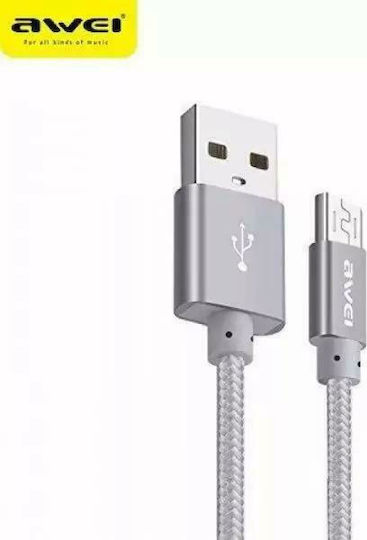 Awei Braided USB 2.0 to micro USB Cable Γκρι 0.3m (CL-10)