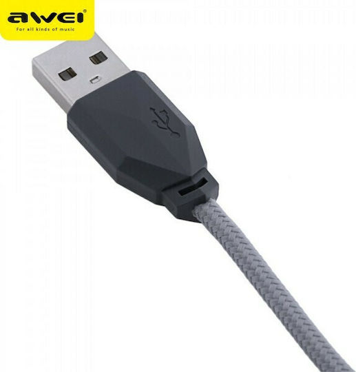 Awei Braided USB 2.0 to micro USB Cable Γκρι 1m (CL-982)