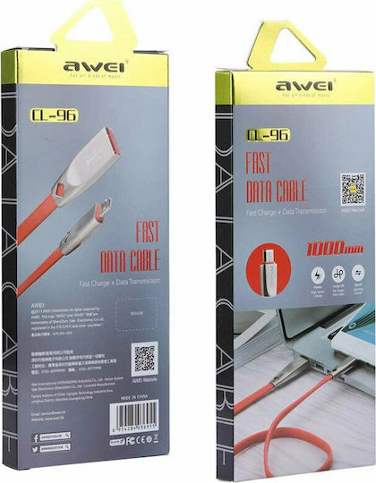 Awei CL-96 Равен USB 2.0 до микро USB кабел Червен 1м 1бр