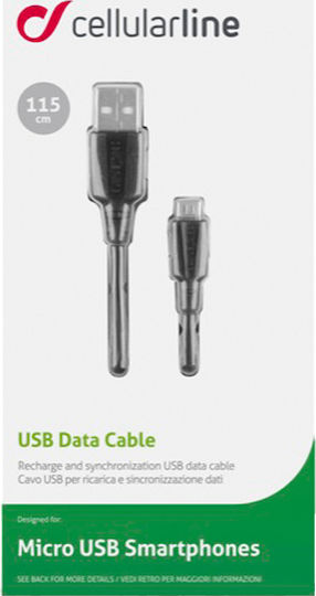 Cellular Line Regular USB 2.0 to micro USB Cable Μαύρο 1m (USBDATACABMICROUSB)