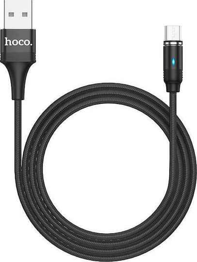 Hoco Braided / LED / Magnetic USB 2.0 to micro USB Cable Μαύρο 1.2m (U76)
